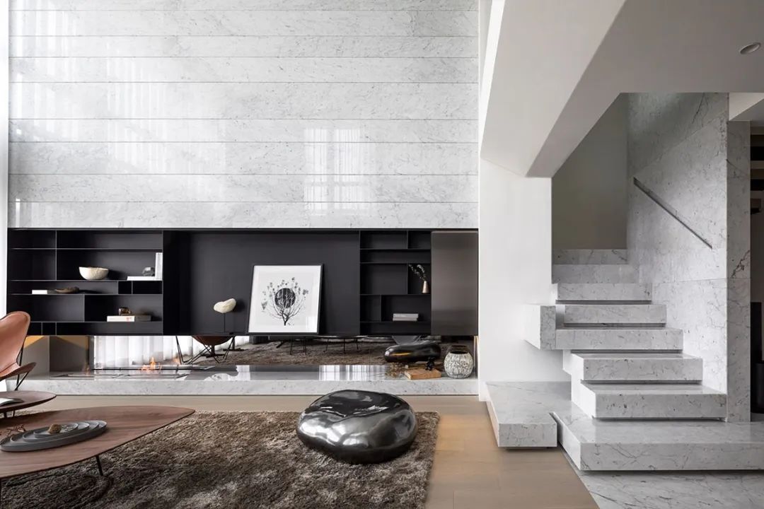 Private Villa Interior Space with Carrara Marble