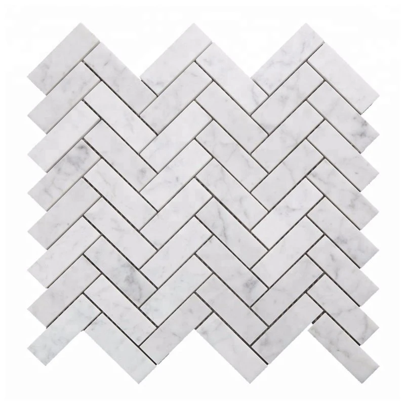 Carrara White Herringbone Shape Marble Mosaic Carrara White Herringbone Shape Marble Mosaic