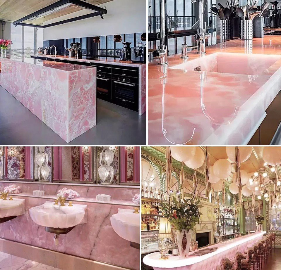 Pink Onyx Countertop Designs | KA UNITED
