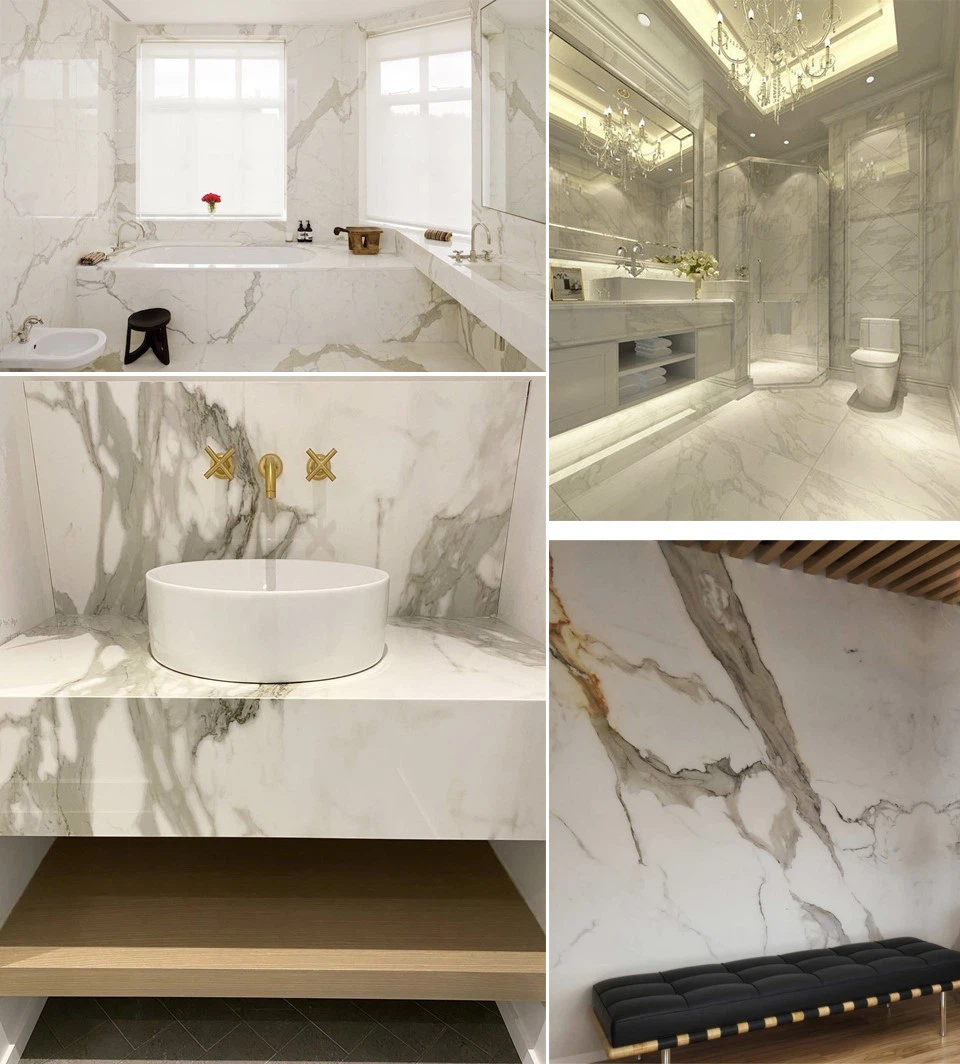 Calacatta Gold Marble bathroom Coutnertops and Wall Tiles Projects