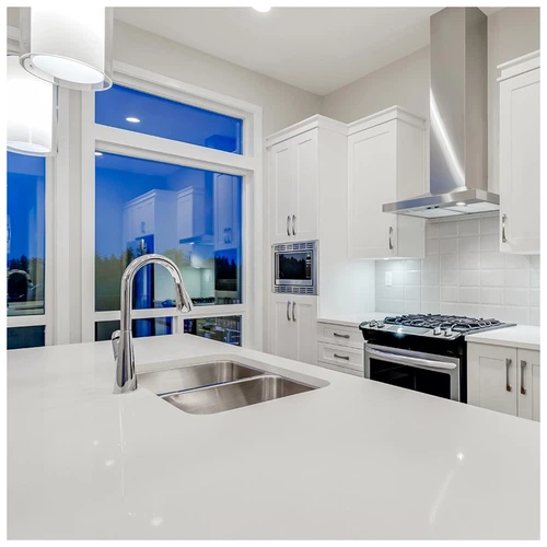 Pure White Quartz Kitchen Countertops-KA UNITED Pure White Quartz Kitchen Countertops-KA UNITED