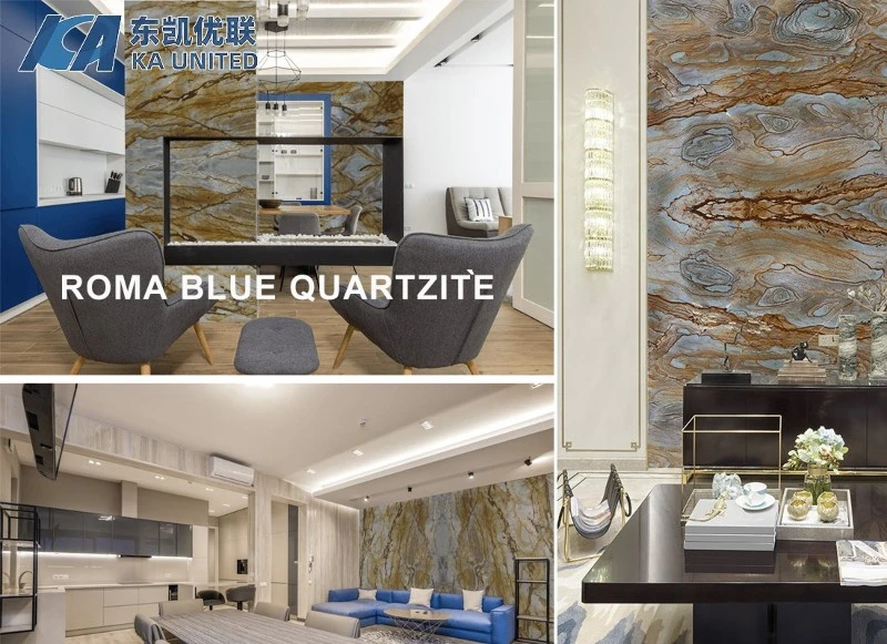 Roma Blue Mare Quartzite Wall Cladding projects Roma Blue Mare Quartzite Wall Cladding projects