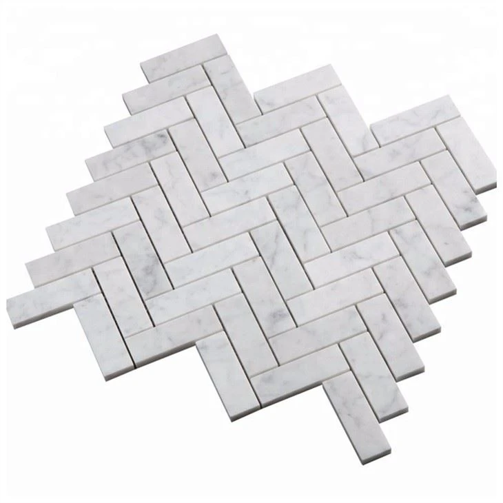 carrara herringbone mosaic