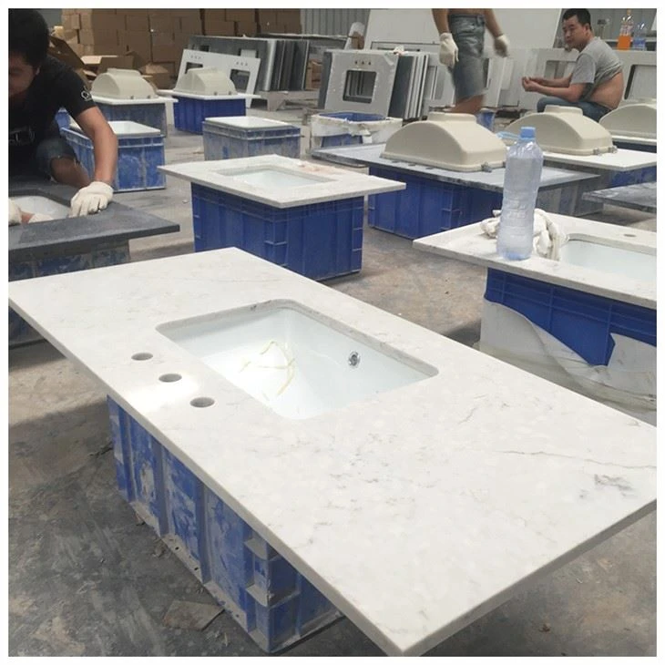 Mueble de baño de cuarzo blanco de Carrara