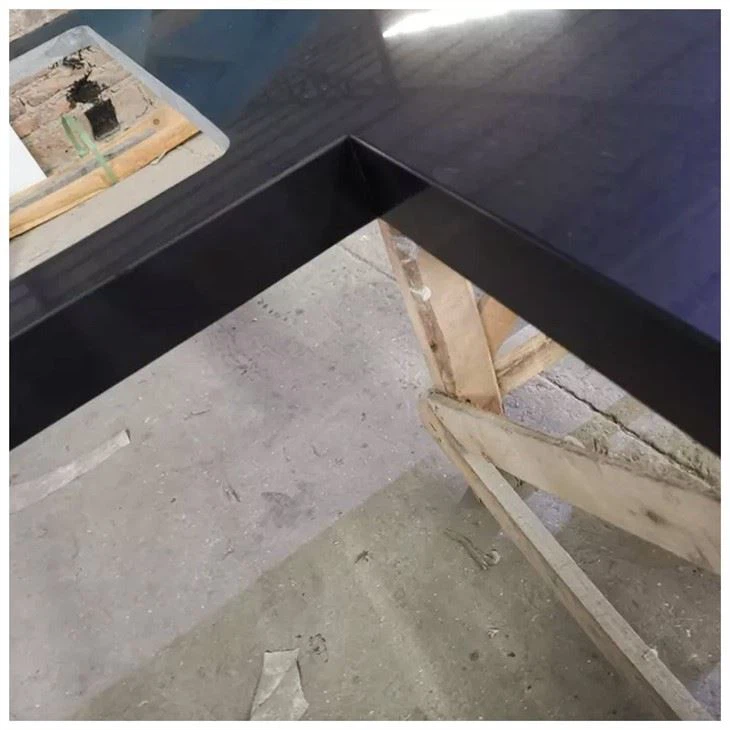 L Shape Pure Black Quartz Countertop Slab