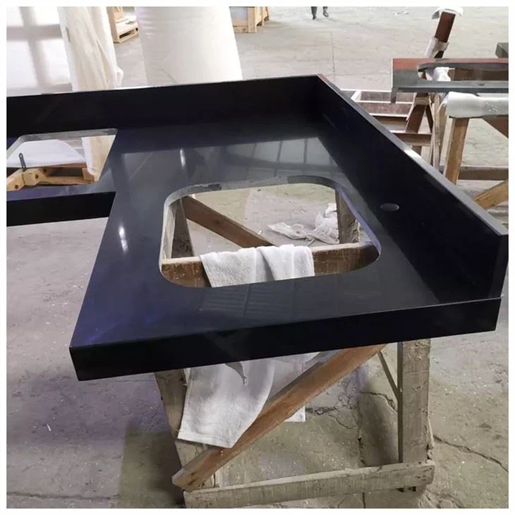 Pure Black Quartz Kitchen Countertops
