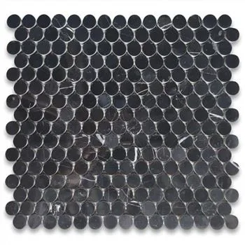 Azulejo de centavo de mármol negro