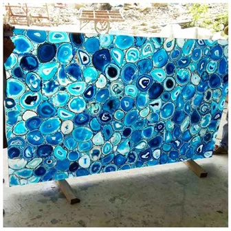 Losa de piedra de ágata azul