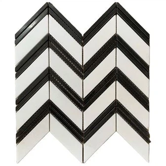 Azulejo de mosaico de mármol Chevron Thassos