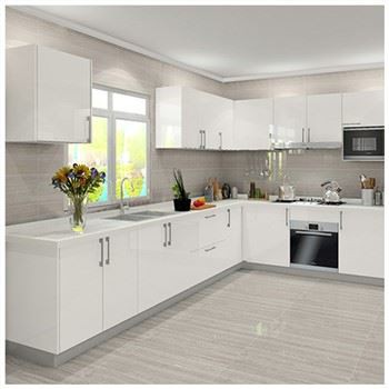 Gabinetes de cocina lacados en blanco de alto brillo