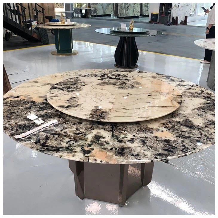 Branco Splendor Granite Pedestal Round  Shape Dining Table