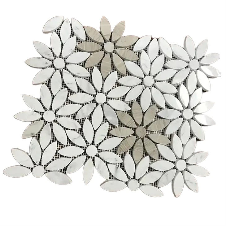 Azulejo de mosaico de mármol de flores