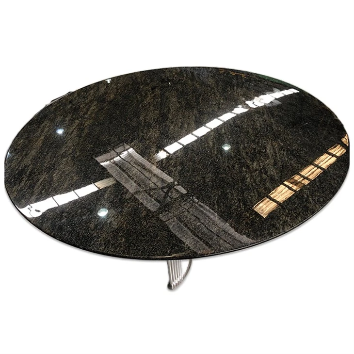 Mesa de comedor con pedestal redonda de granito negro Martix