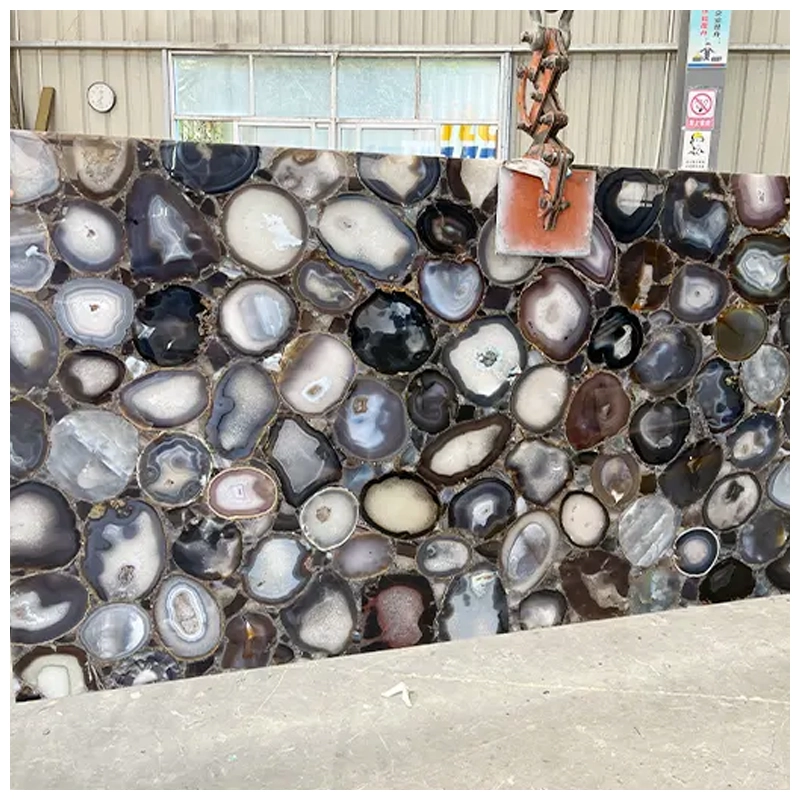 Semi Precious Dark Grey Agate Slabs