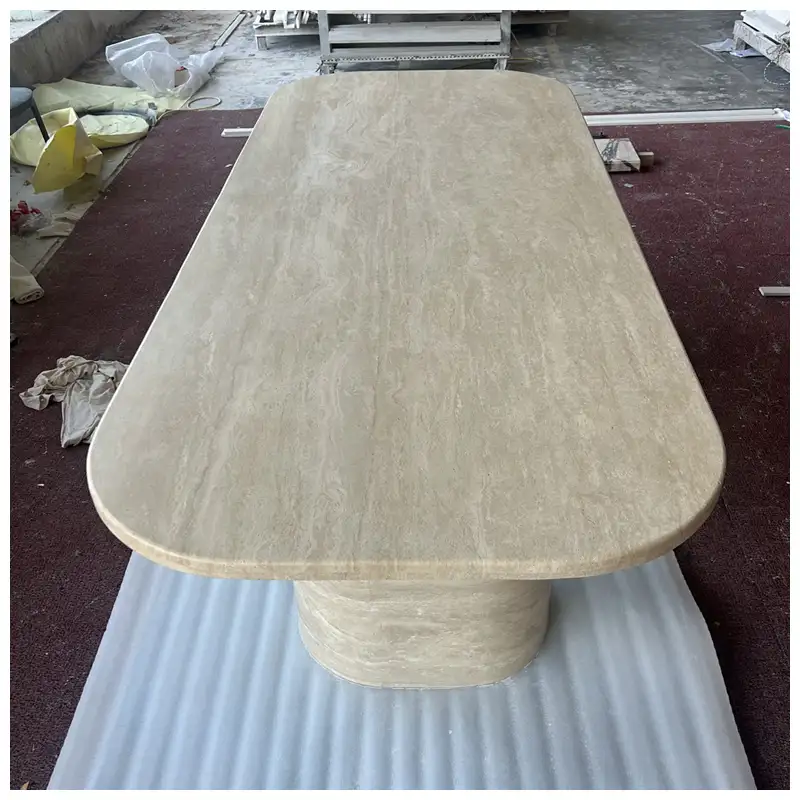 Beige Travertine Rectangle Dining Tables