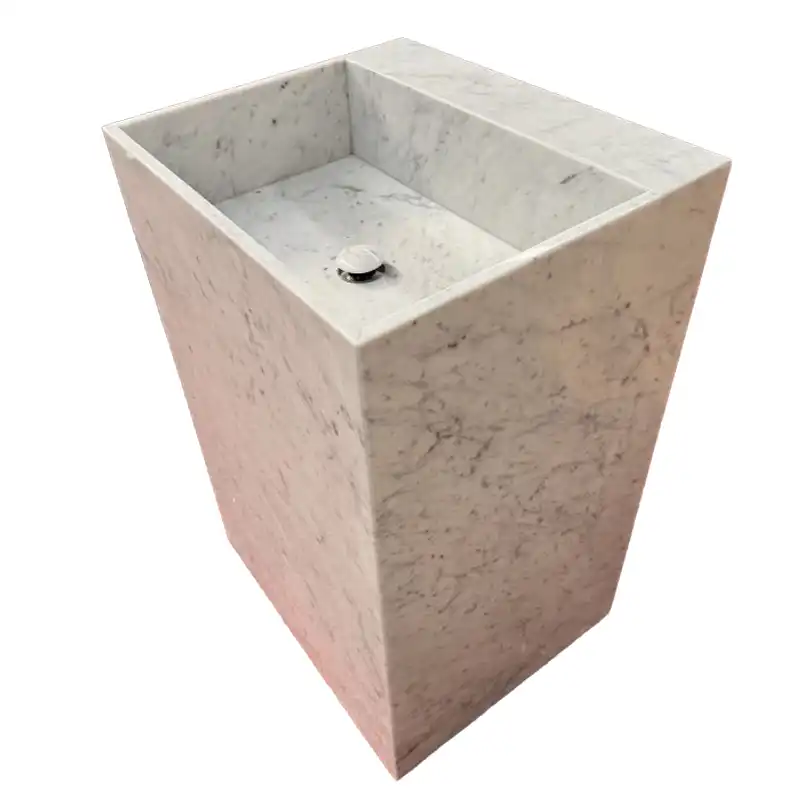 Fregadero con pedestal de mármol de Carrara