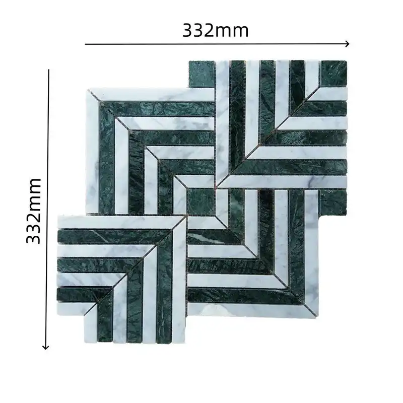 Azulejo mosaico de laberinto de mármol blanco y verde