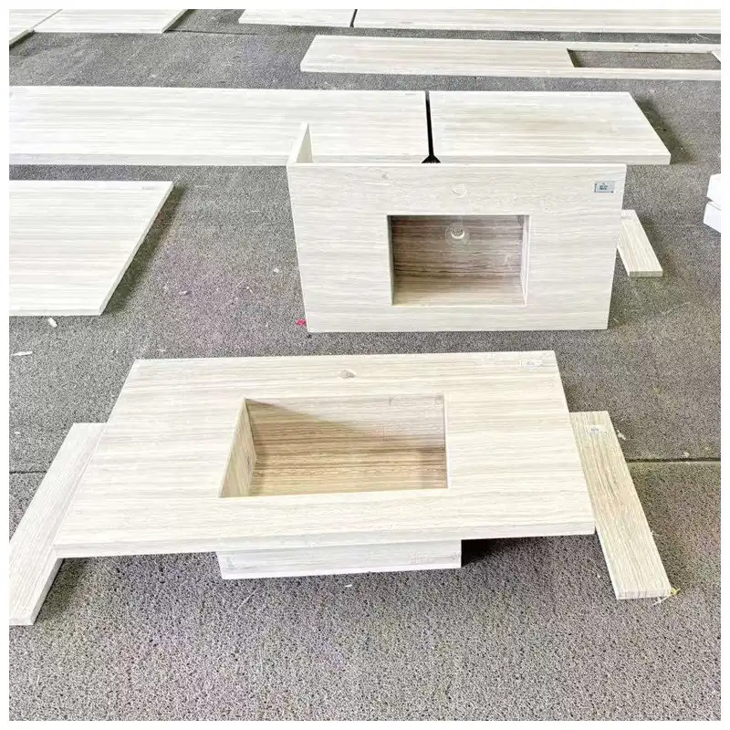 Wooden White Marble Single Sink Vanity Tops