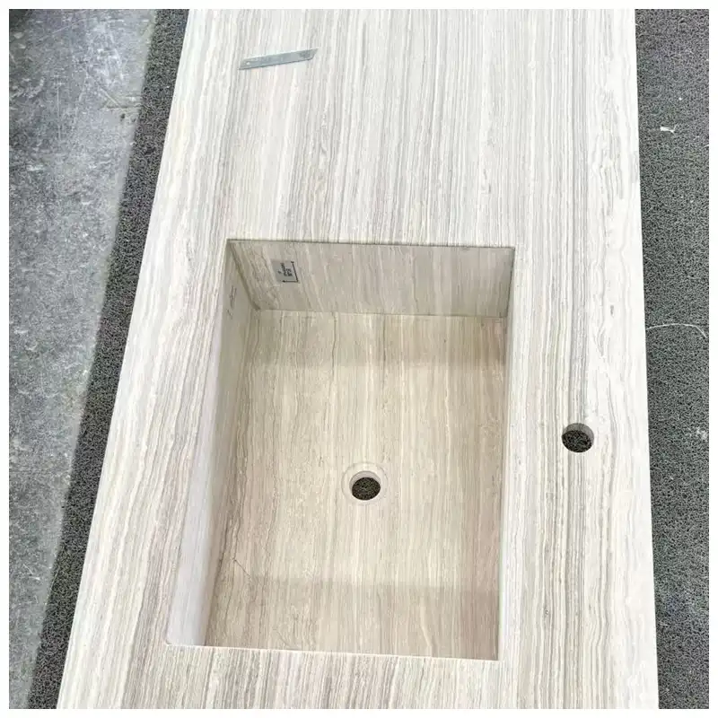 Wooden White Marble Bathroom Vanity Tops