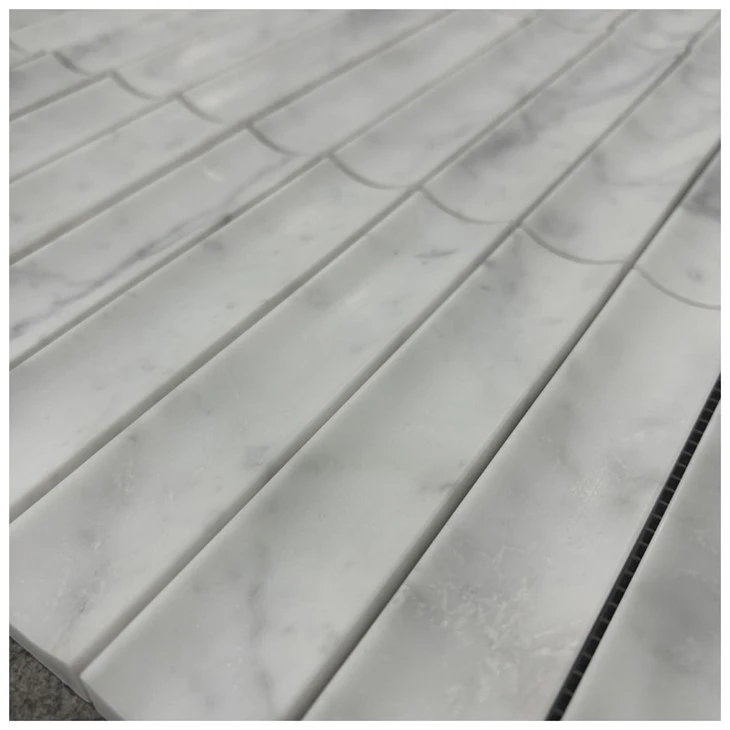 Azulejos de mosaico cóncavos de mármol blanco Bianco Carrara