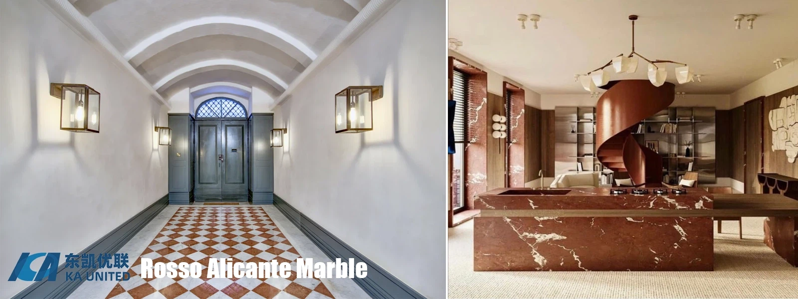 Rosso Alicante Marble Kitchen and Lobby Project-KA UNITED Rosso Alicante Marble Kitchen and Lobby Project-KA UNITED