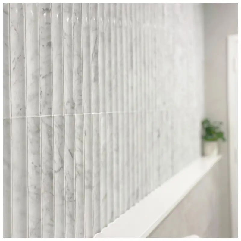 Bianco Carrrara White Marble Concave Mosaic Wall Designs Bianco Carrrara White Marble Concave Mosaic Wall Designs