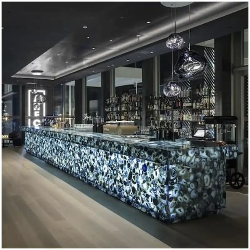Semi-Precious Blue Agate Gemstone Countertops Designs in Villas Semi-Precious Blue Agate Gemstone Countertops Designs in Villas