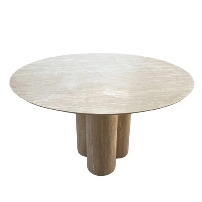 Mesa de comedor de travertino beige