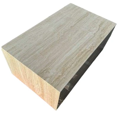 Mesa con pedestal de travertino