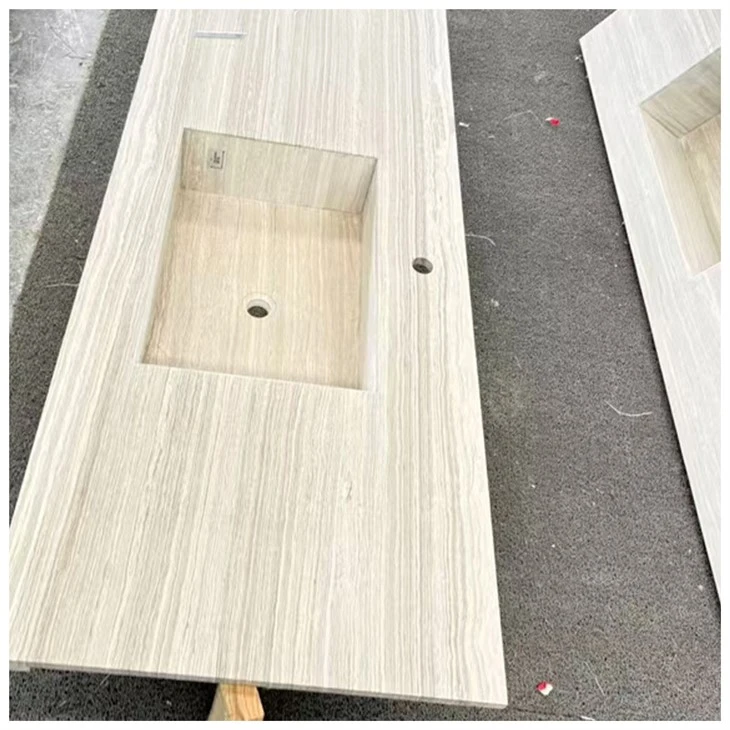 Encimeras de tocador de mármol blanco de madera